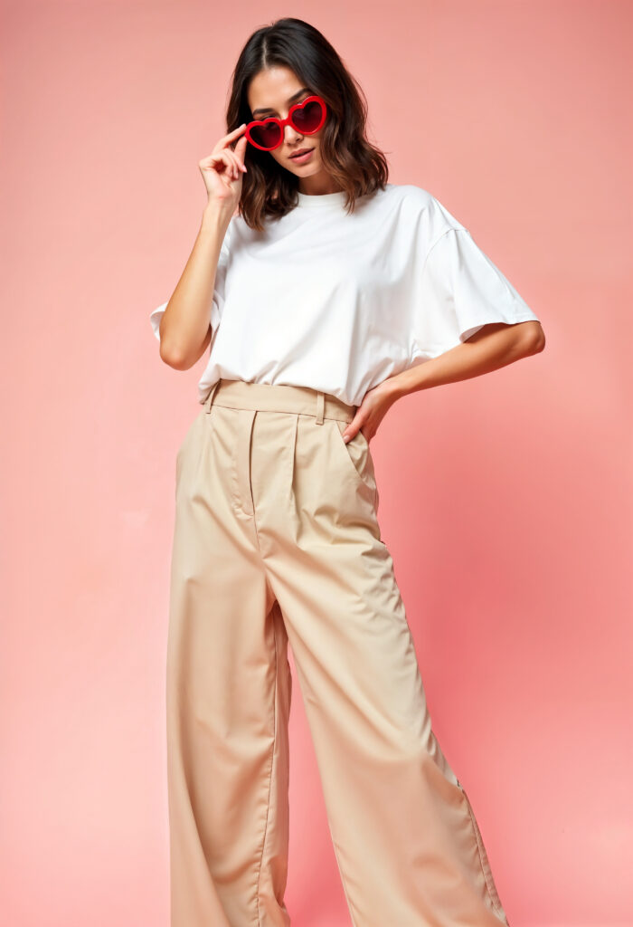 chic cherry woman wearing t shirt